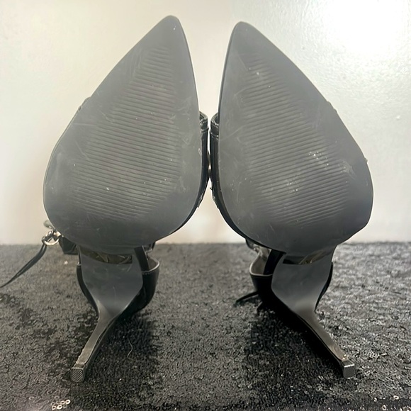 BLACK FAUX LEATHER PUMP, SIZE 7.5, NWOT,METAL HARDWARE AND BUCKLES - Picture 7 of 7